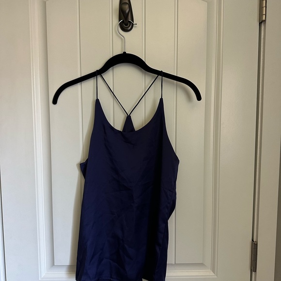 Elegant Navy Blue Women's Silk  Top - Picture 1 of 4